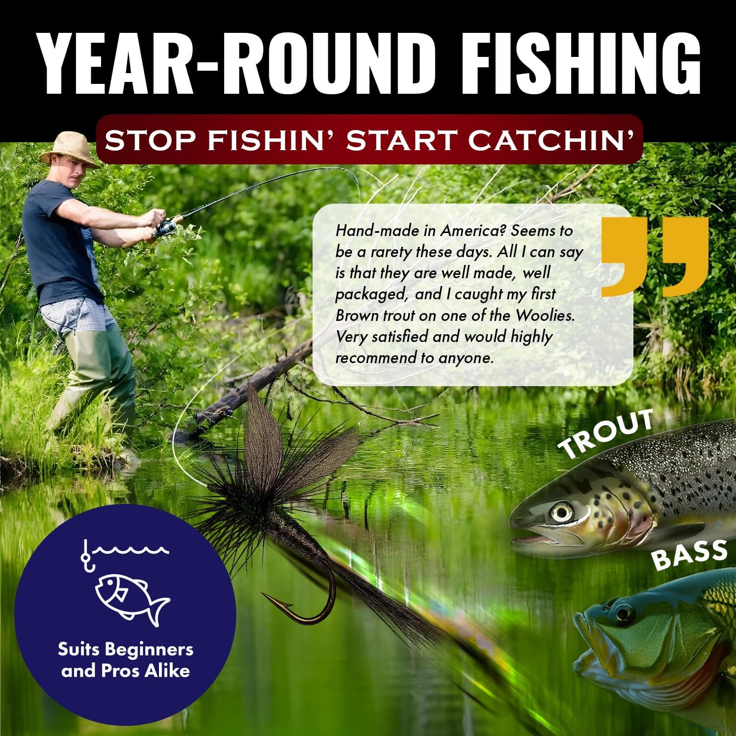 RoxStar Fishing Fly Shop | 36PK BeadHead Tungsten & Brass Fly Assortment | Proudly Hand Crafted in The USA | Gift Box Included.