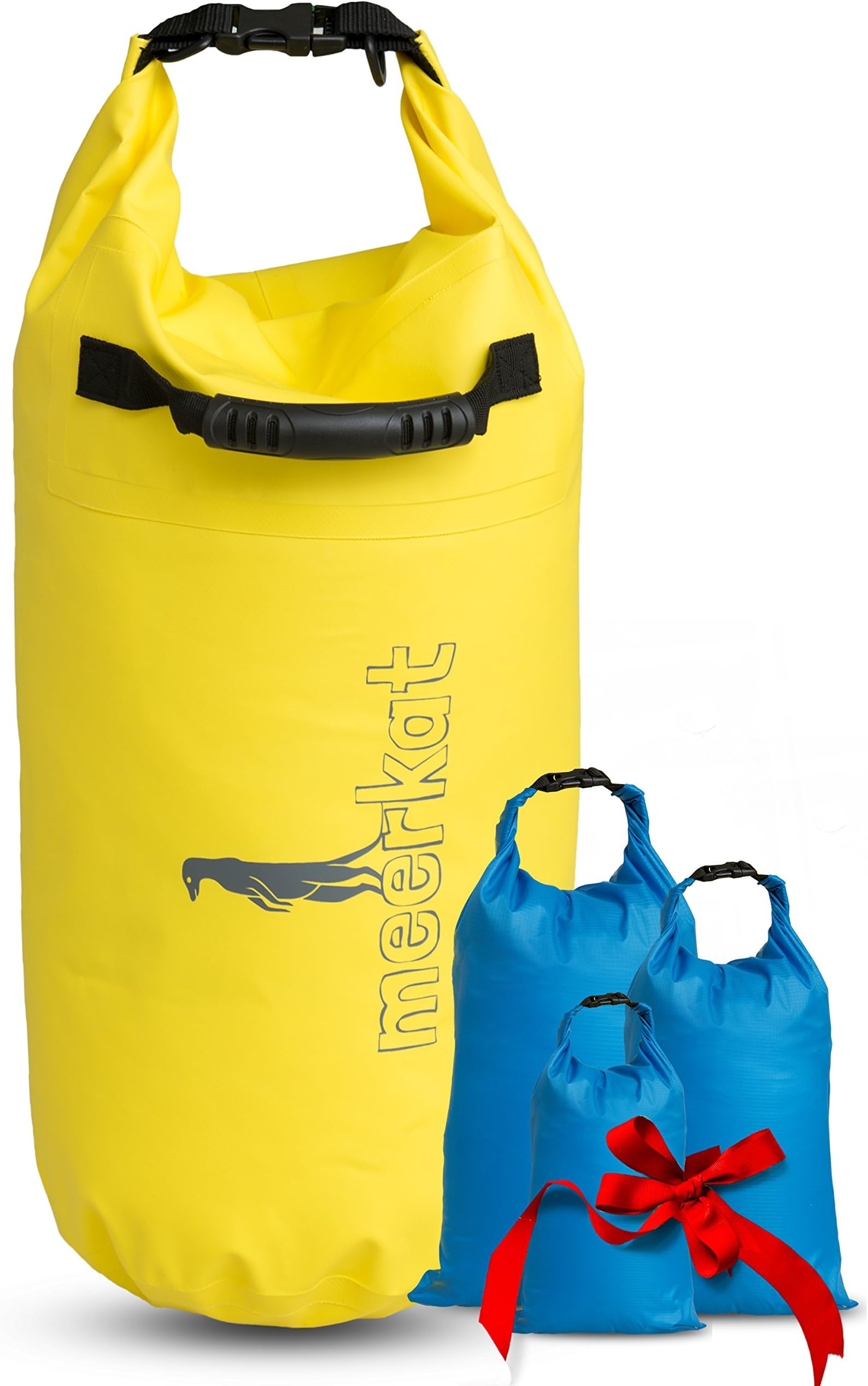 Meerkat Dry Bag and Three Ditty Sacks 20L, 8L, 4L and 2L. Water Protection for Your Gear and Electronics for Kayaking, Canoeing, Water Sports, Camping and Hiking