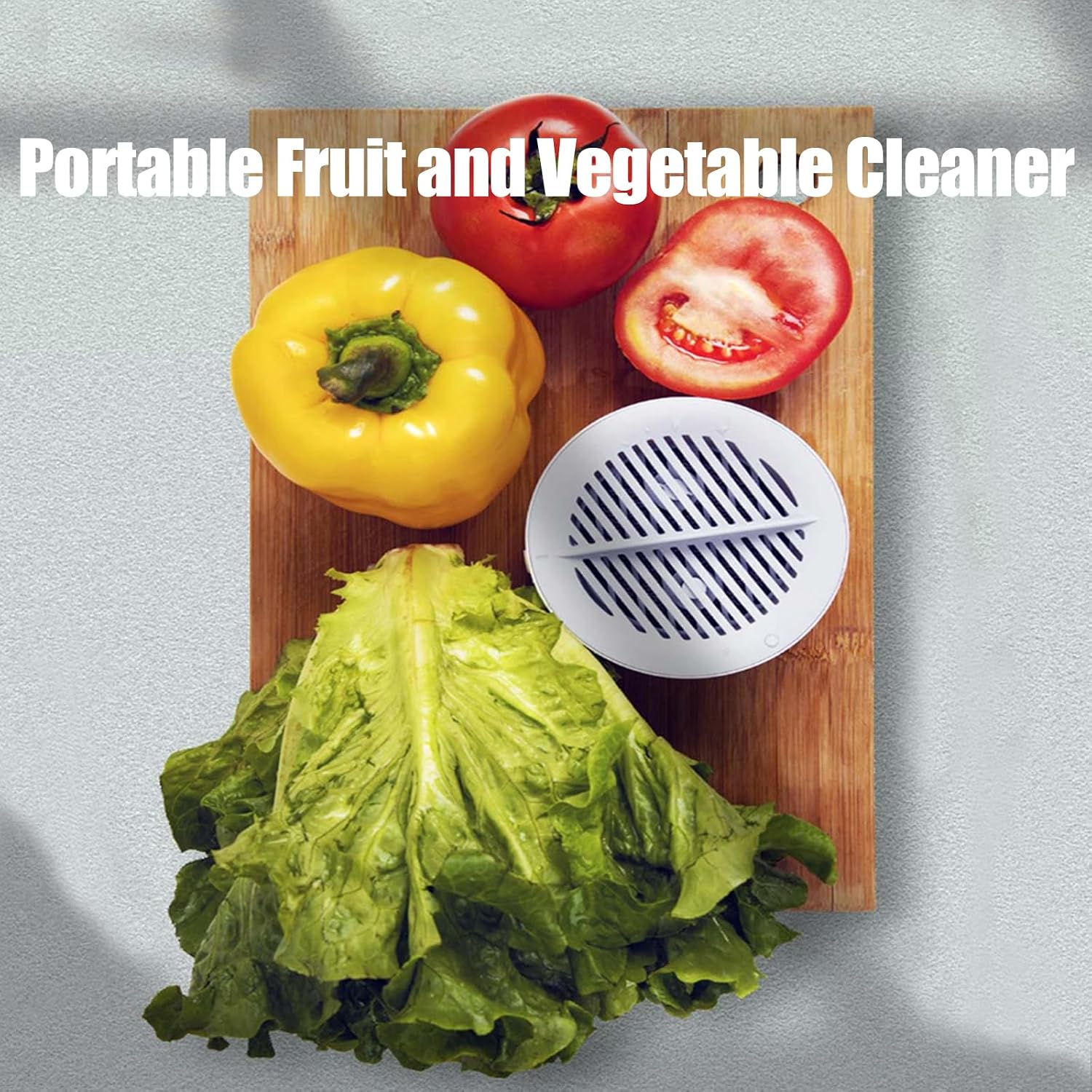 Puribreeze Produce Cleaner – Portable Fruit and Vegetable Washing Machine, OH-ion Food Purifier for Surface Residues, IPX7 Waterproof Cordless Device for Berries, Seafood (White)