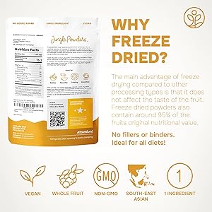 Jungle Powders Freeze Dried Mango Powder 5 Ounce Bag Dehydrated Mango Extract For Baking No Sugar Added Dry Mango Powder Additive Free Mangoes Whole Fruit Dried Mango Juice for Smoothies & Flavoring