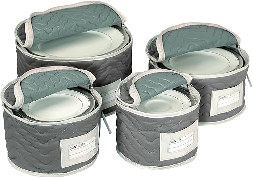 Richards Homewares - Baúl de almacenamiento para principiantes 4 piezas microfibra acolchada color gris