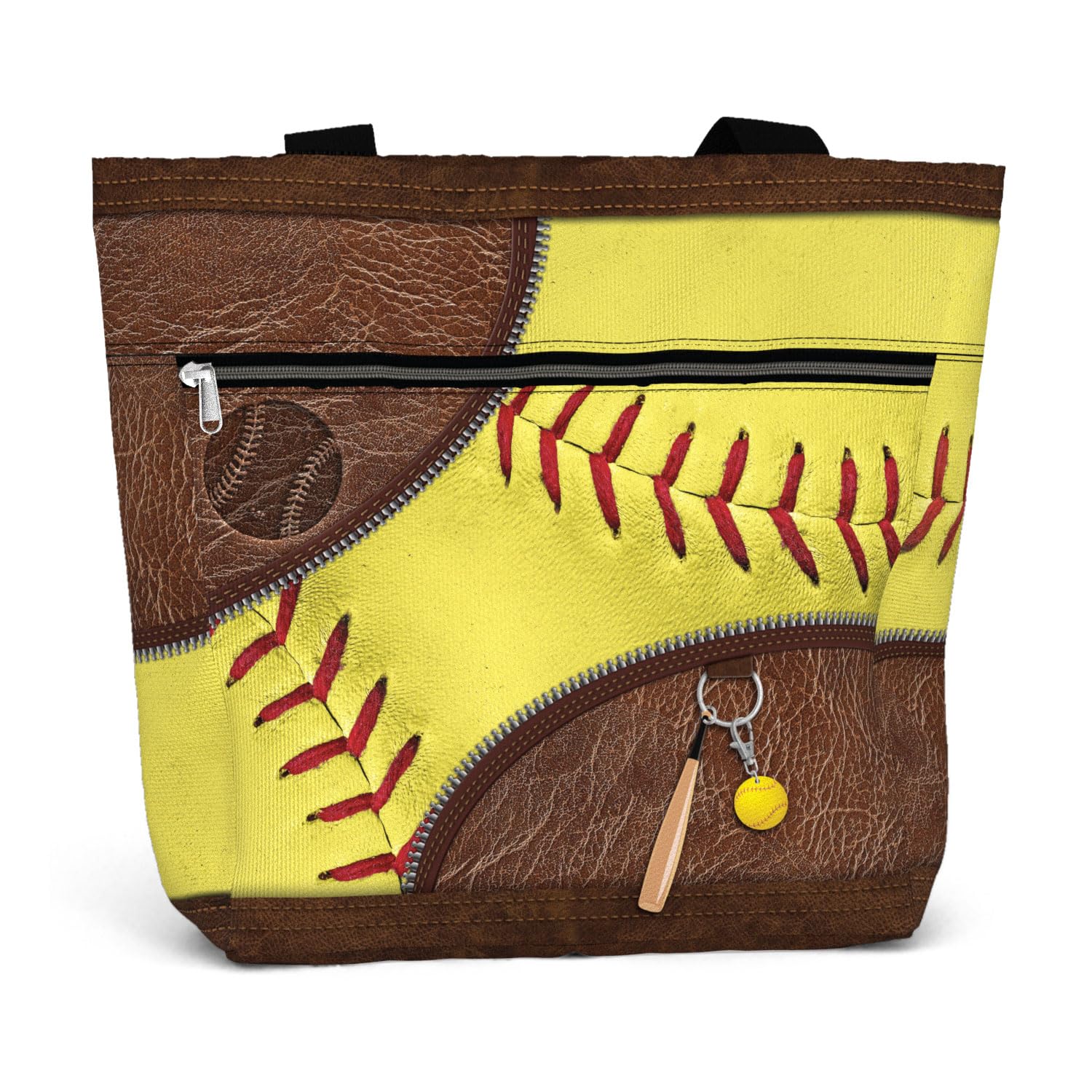 84hoods Waterproof Tote Bag with Pockets and Zipper for Work. Aesthetic Shoulder Bag for Women. Gift for Softball Player.