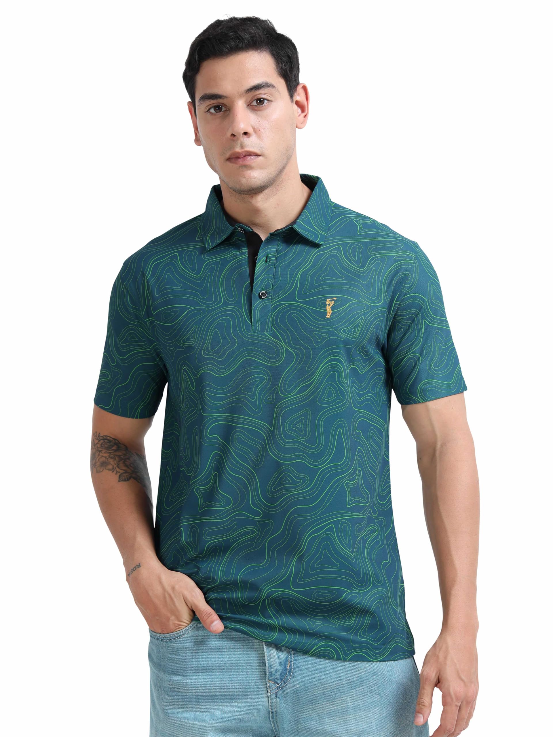 STELLERS Men's Printed Polo T-Shirt | Regular Fit| Feather Touch Feel | Odour Resistant | Wrinkle Free | Stretchable | Anti-Static-picture-15