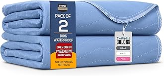 Utopia Bedding Washable Underpads 34" x 36" (Pack of 2), Waterproof Reusable Heavy Absorbency Incontinence Bed Pads for Adults, Kids, Elderly and Pets, Bedwetting Pads for Sofa and Couch (Blue)
