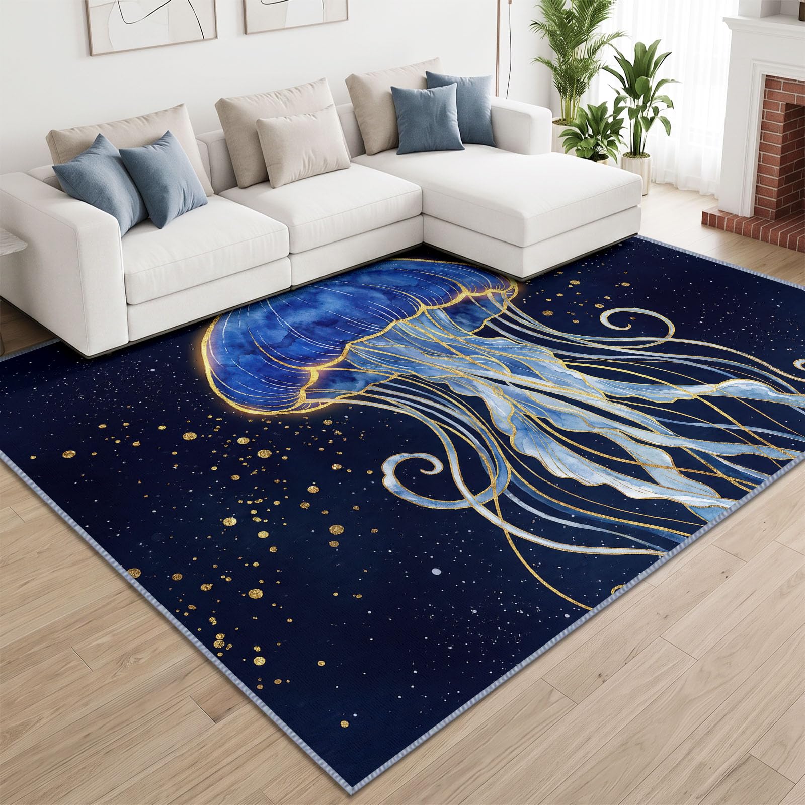 Générique Animaux Méduse Tapis Salon Lavable Grand 120 x 170 cm