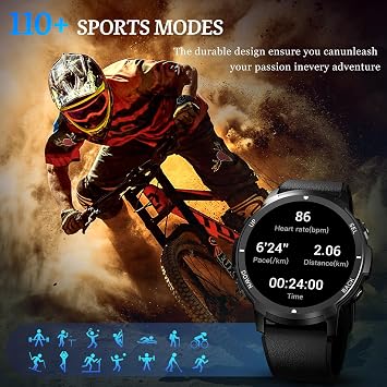 Smart Watch for Men- Bluetooth Call, 2025 Military Waterproof Fitness Sleep Tracker Watch with 110 Sports Modes, Smartwatch for Samsung Android iPhone iOS Compatible