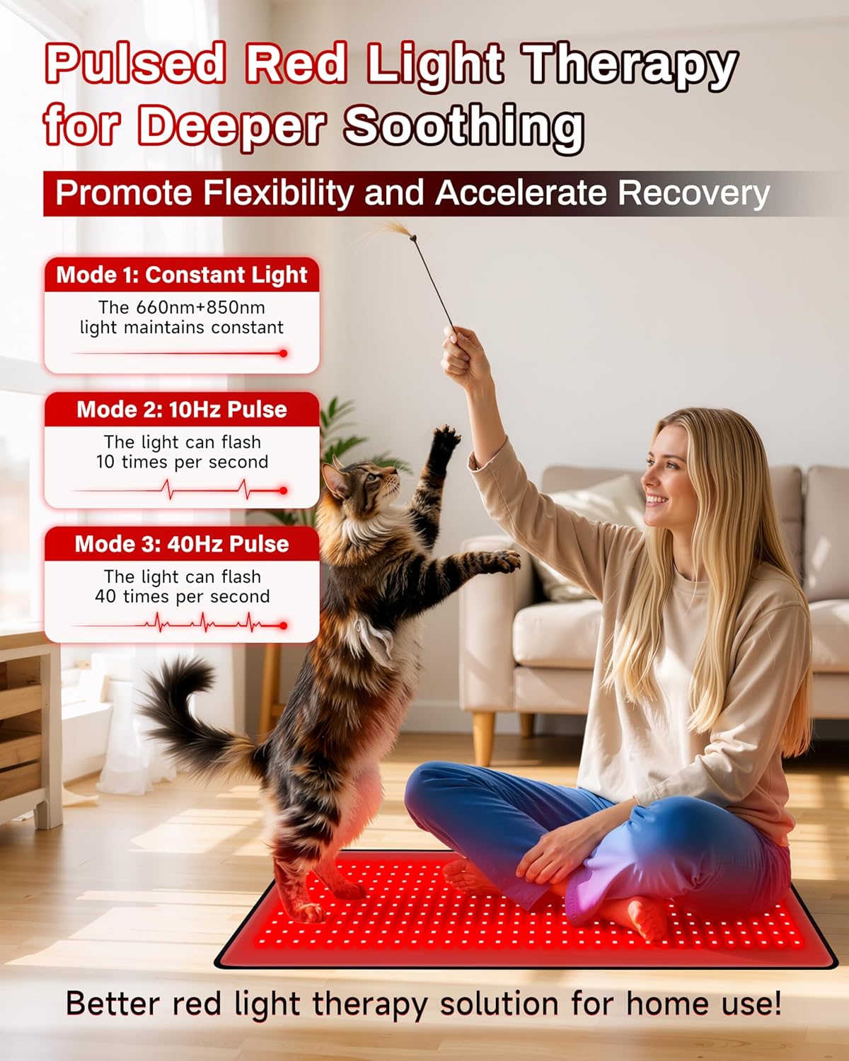 Red Light Therapy Mat 29.3" x 13", 330 LEDs Medical-Grade TPU Red Light Therapy Pad, 660nm&850nm Infrared Light Therapy for Body Pain Relief - Image 7