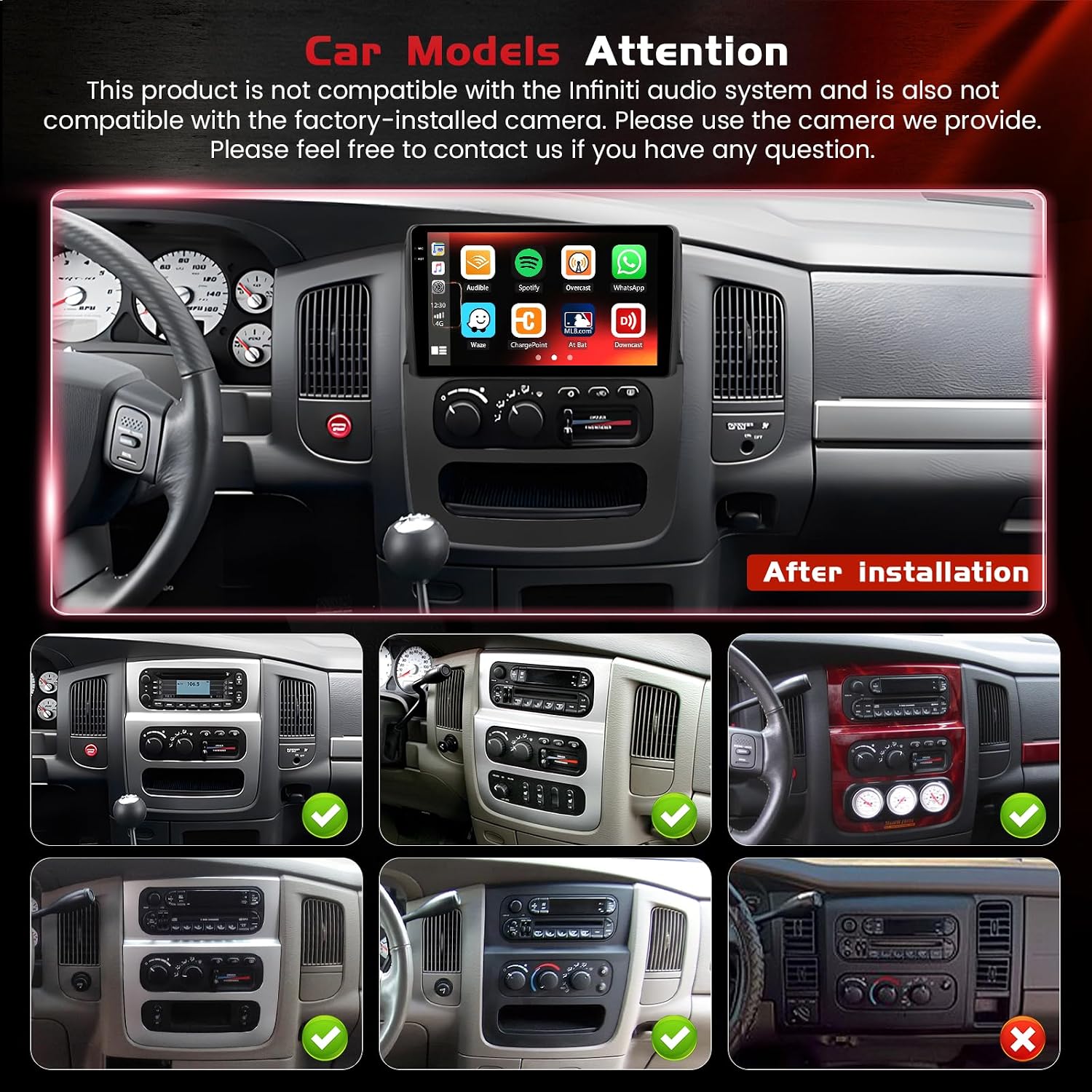 4+64GB Android 15 Car Radio for Dodge RAM 1500/2500/3500 2002-2005 with Wireless Carplay Android Auto, Realdio 9" in-Cell Touch Screen with WiFi Bluetooth5.0 GPS FM/RDS EQ SWC + Backup Camera