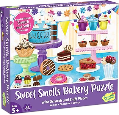 Peaceable Kingdom Scratch & Sniff Puzzles – Sweet Smells Bakery - 82pc Sensory Puzzle for Kids Ages 5 & up - Vanilla, Choc...