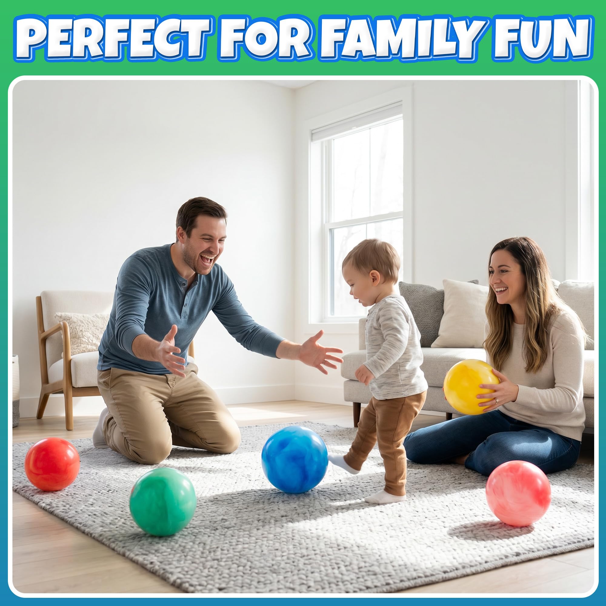 Pelotas de parque infantil (paquete de 5) – Pelotas de actividad inflables de mármol de 5 pulgadas para niños – Bolas de vinilo suaves para niños pequeños, preescolar, guardería, juegos de