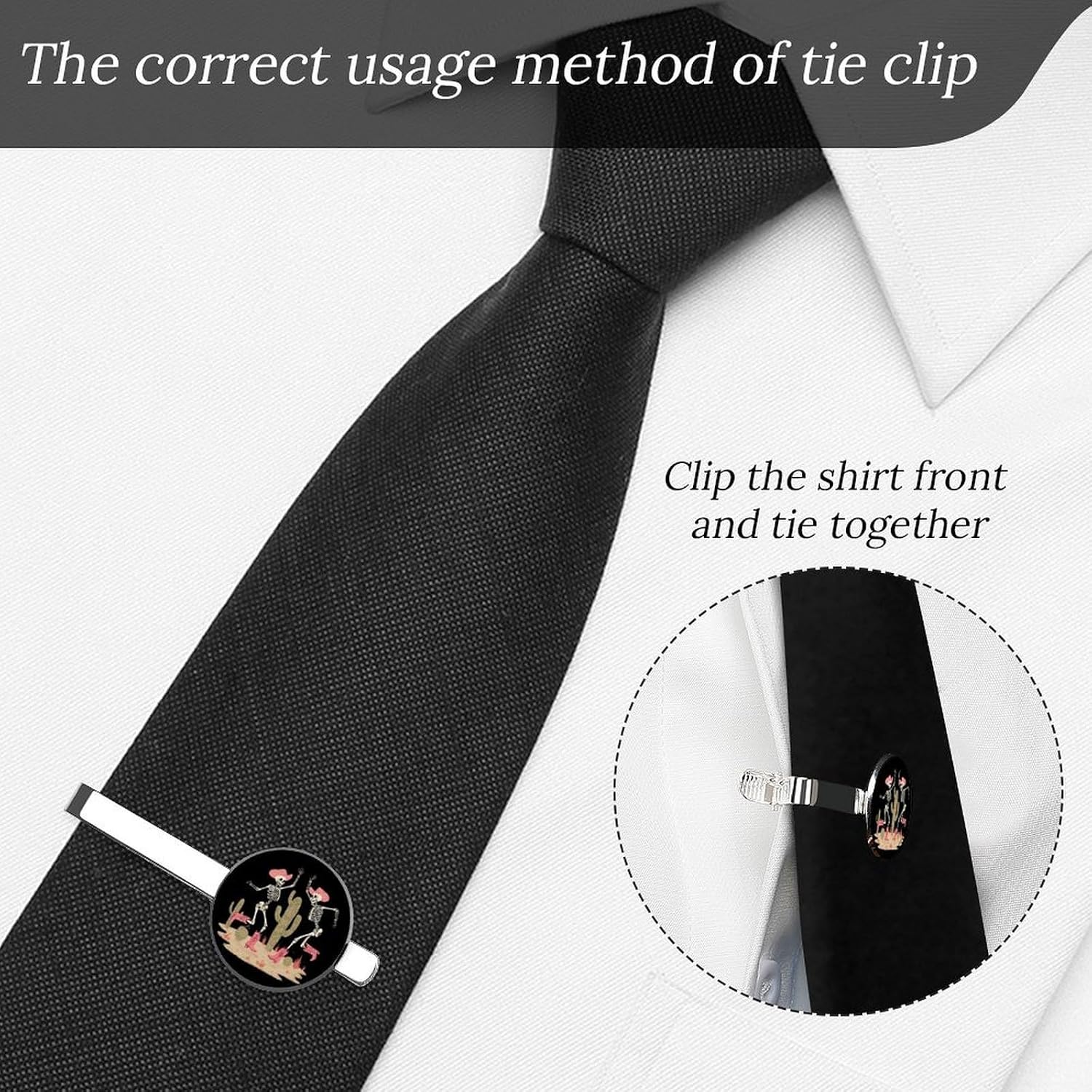 Skeleton Dancing Western Country Cowgirls Tie Clip Fashion Jewelry Necktie Pin for Wedding Busiess Office Accessories