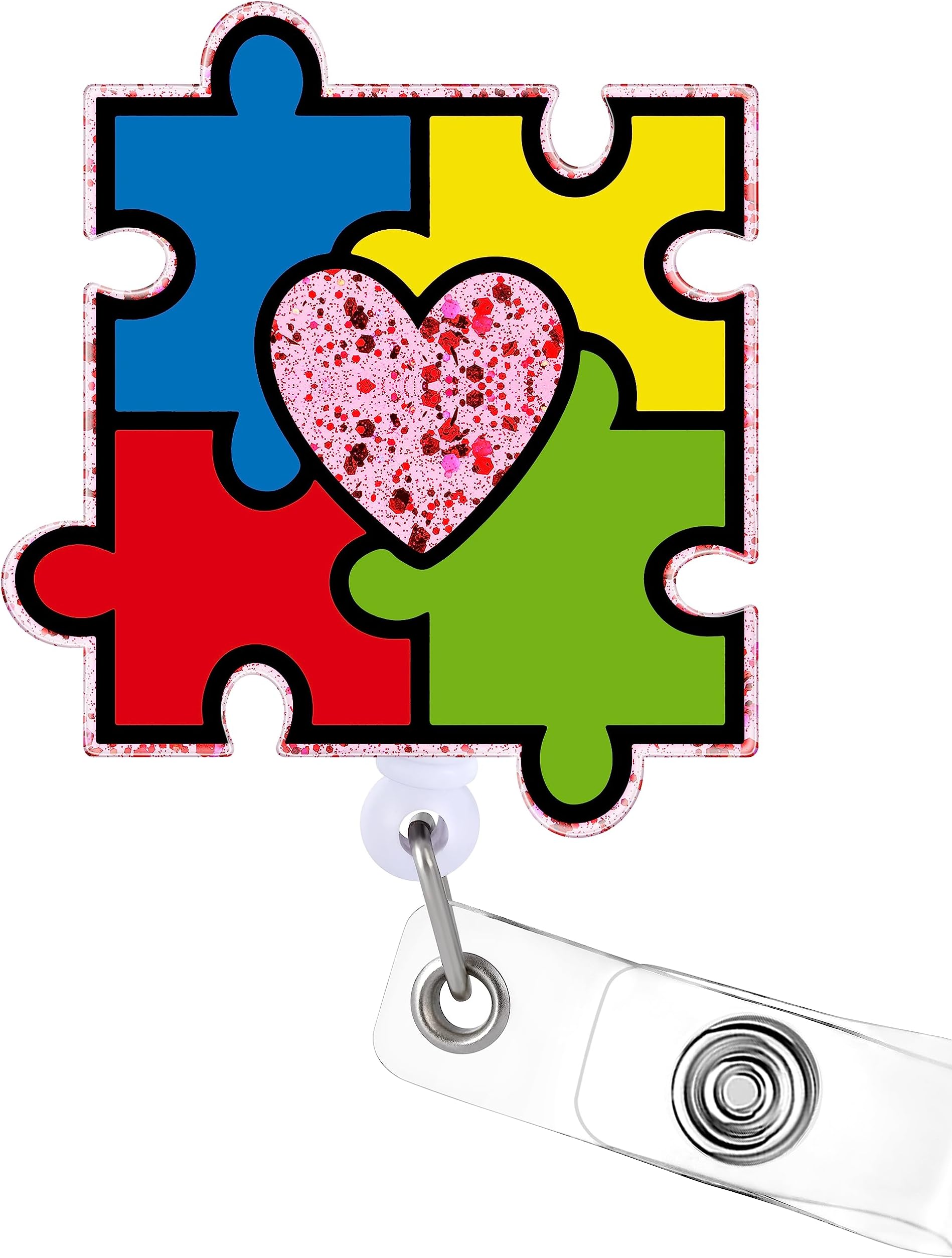 Custom Glitter Name Badge Reel For Nurses - Personalized Retractable ID Holder For Medical Assistants, CNA, RN - View #4