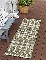 Vista 17 de Unique Loom Outdoor Trellis Collection Alfombra de área - Traliccio (10 pies x 14 pies 1 pulgada Rectangular, Verde/ Marfil)