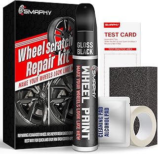 SMAPHY Wheel Scratch Repair Kit, Gloss Black Rim Touch Up Paint, Repair Curb Rash, Scratches, and Scuffs Quickly and Easily, Universal Color Black Wheel Paint