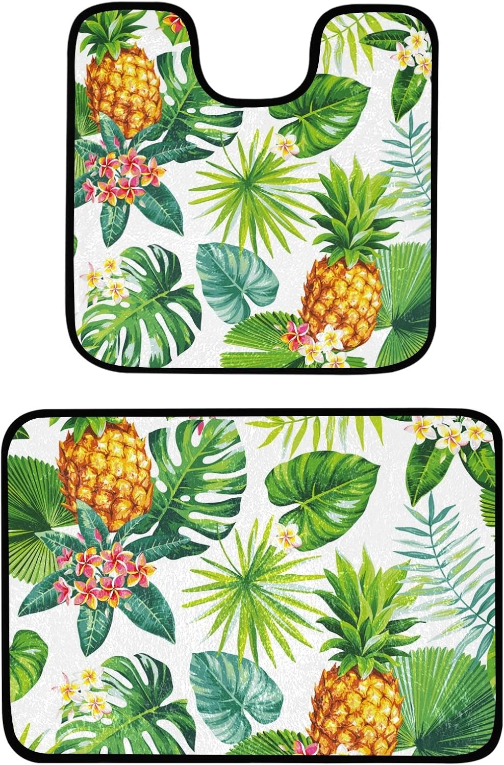 Buy Pineapple Bath Mat Set Tropical Palm Leaf Flower Bathroom Rugs Set 2 Piece Plush Mats Non Slip Absorbent Bath Shower Mat And U Shaped Toilet Rug For Tub Shower Bath Room Online