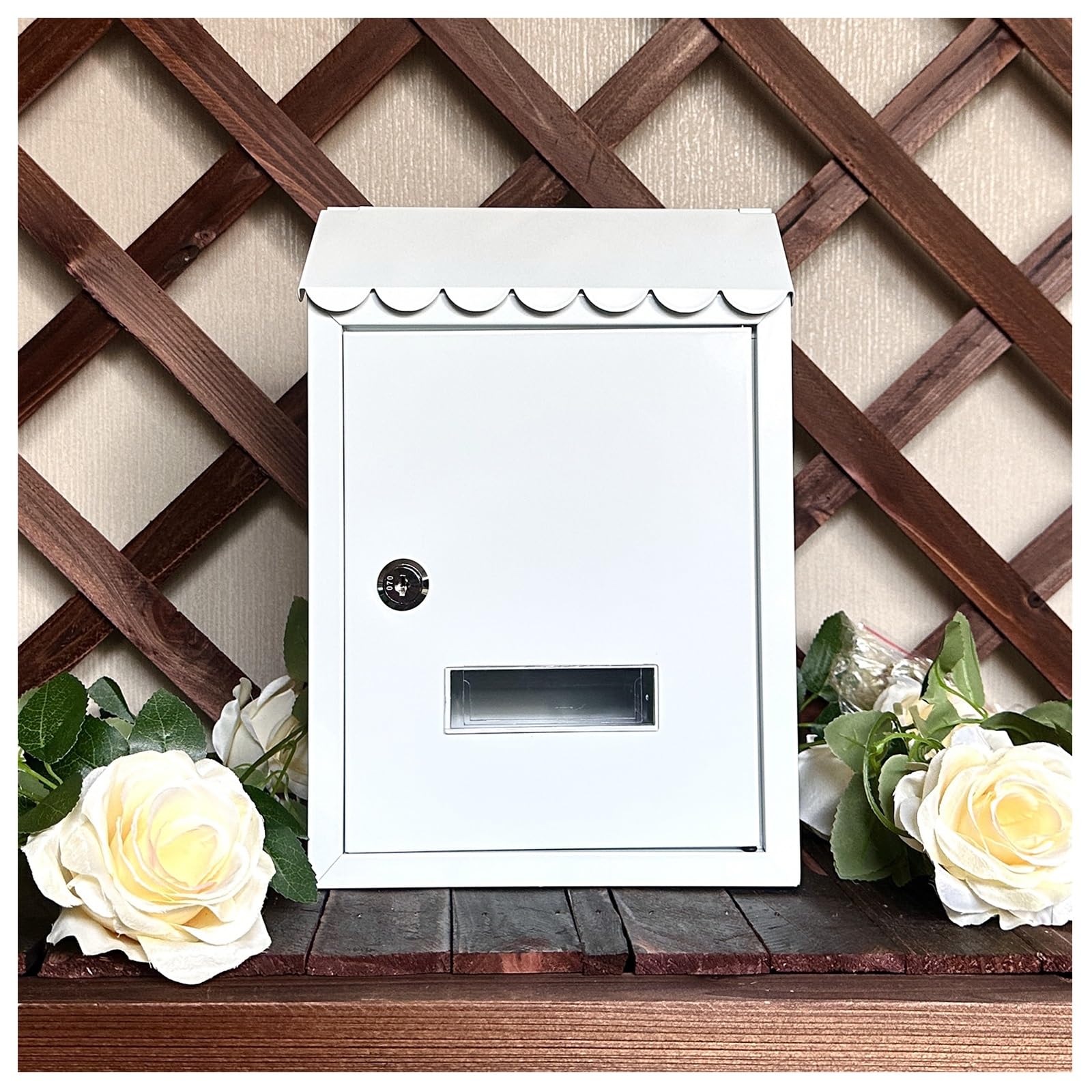 NQNFWCRJ European Lockable Metal Mailbox Home Wall Mounted Letterbox Outdoor Rainproof and Water Proof Mailboxes with Transparent Viewing Port