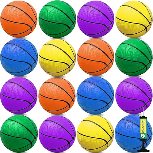 Miniatura 19 de Juego de 40 mini pelotas de baloncesto inflables de 6 pulgadas, juego de baloncesto pequeño de PVC para colocar sobre la puerta, juegos de aro