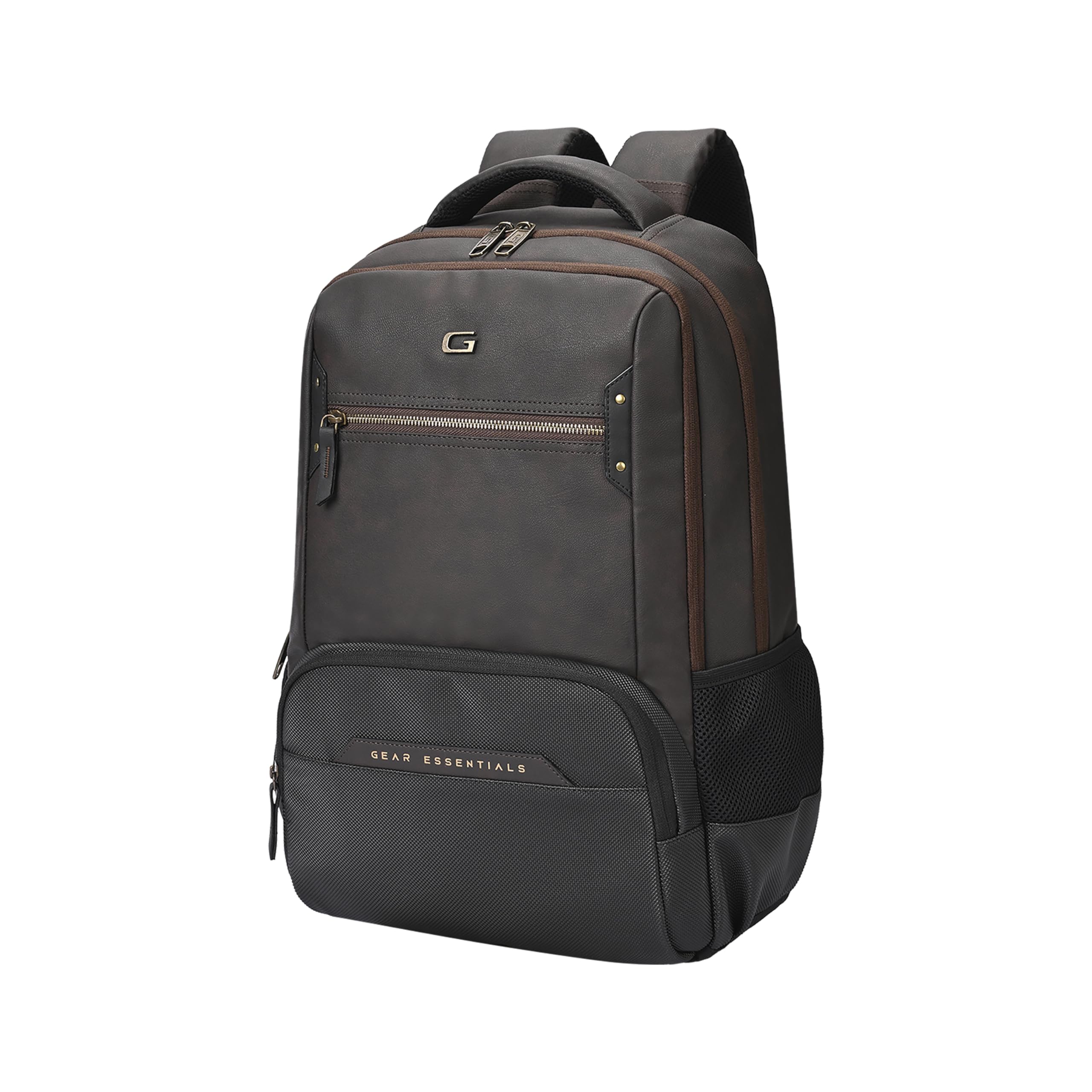 Quantum 3 18"/29L Antitheft Large Faux Leather Water Resistant Laptop backpack with Raincover/Laptop backpack/Casual Backpack/Daypack/Travel Backpack/College Bag For Men/Women(Brown-Black)-image-23