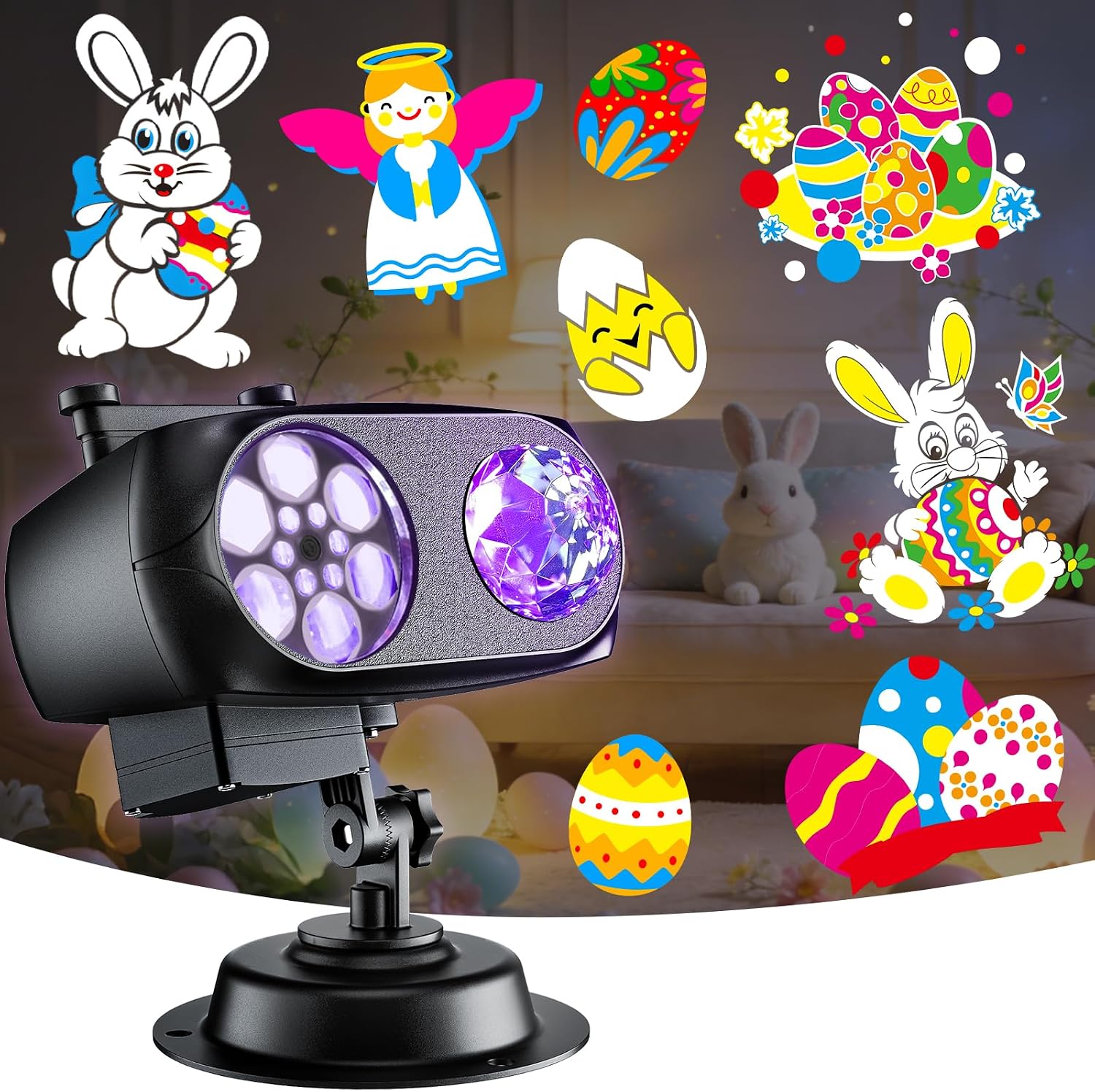 2026 Upgraded Brighter Easter Day Lights Projector, FLITI 19HD Slide (Ocean Wave & Patterns),11 Theme Holiday Projector with Remote for Easter Decorations Outdoor or Indoors