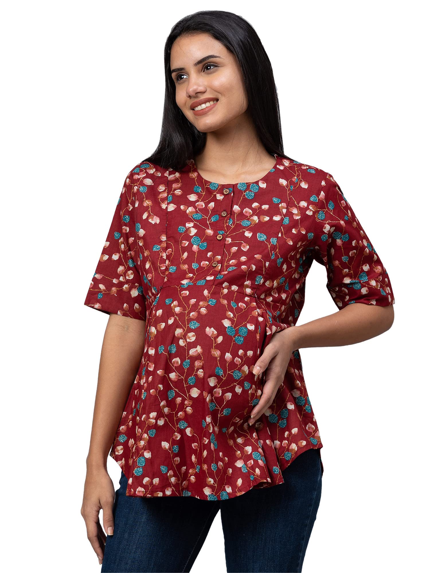 av2 Women's Cotton Relaxed Fit Printed Maternity Feeding Top 8055-picture-22