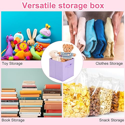 Miniatura 6 de Paterr 12 cubos de almacenamiento de tela de 10.5 x 10.5 x 11 pulgadas, contenedores plegables de almacenamiento plegables con doble asa, cestas