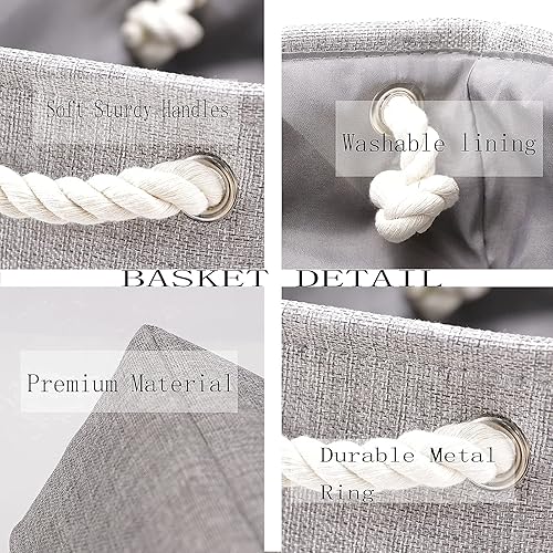 Miniatura 7 de Bidtakay Juego de cestas de almacenamiento de tela, color gris, paquete de 3 cestas medianas de 15 x 11 x 9.5 pulgadas + 6 cestas pequeñas de 11.8 x