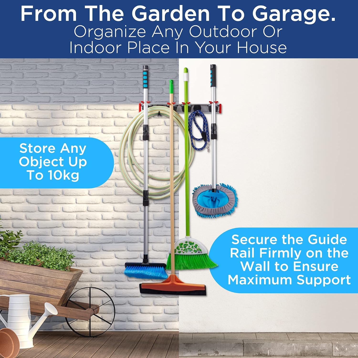 🔥 Cashback up to 70% Garden Tool Organizer and Garage Tool Organizer Wall Mounted - Tool Racks for Garage Walls - Heavy Duty Quality German Made Tool Storage Rack.