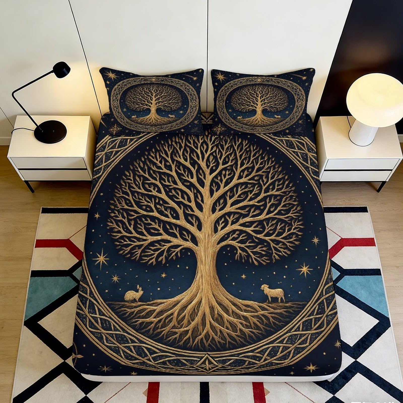 3D Printed Peacock Landscape Fitted Sheet Microfiber Non-Slip Deep Pocket Waterfall Mattress Fitted Cover Washable Bedroom 140x200x25cm