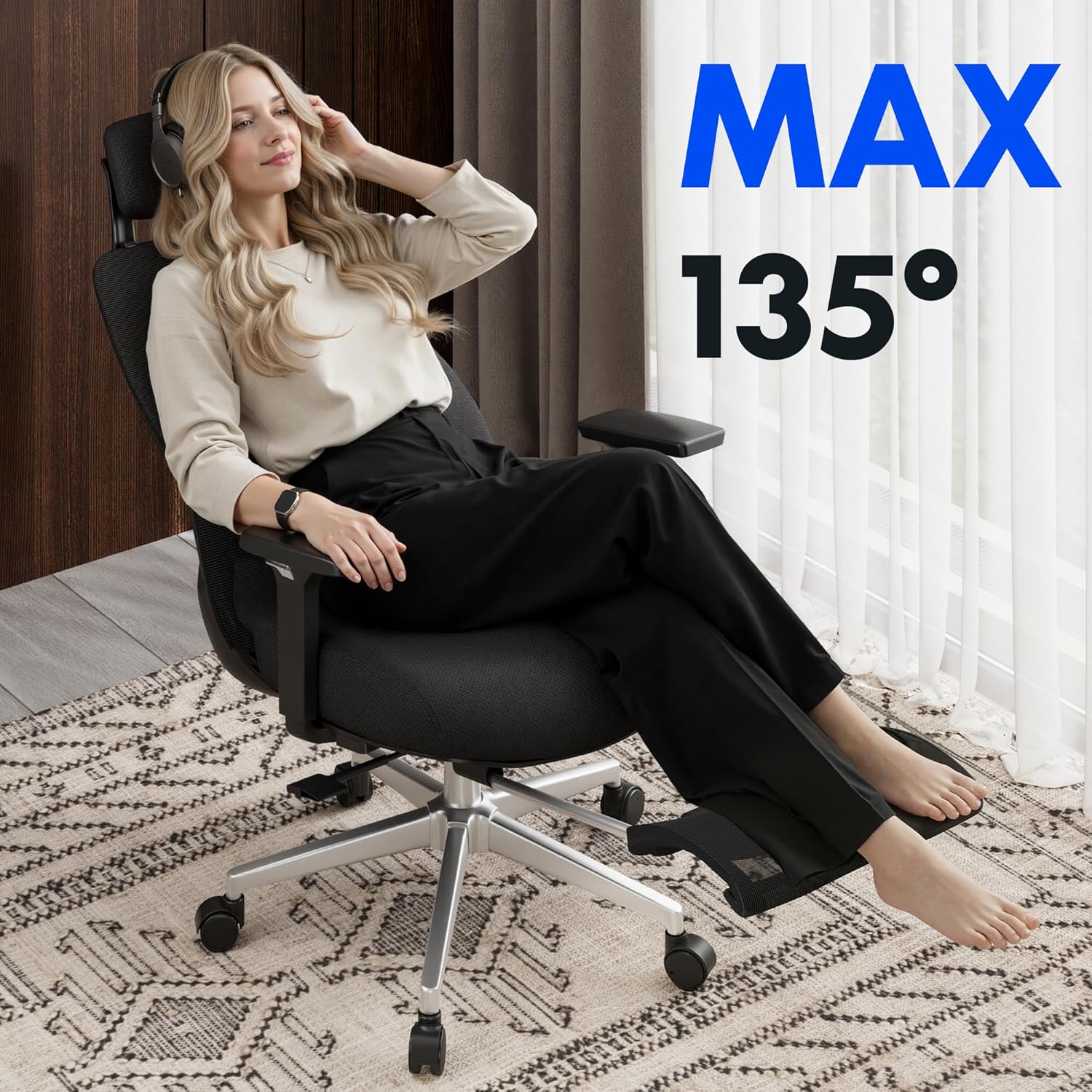FLEXISPOT Massage Office Chair, High Back Ergonomic Desk Chair with Adjustable Headrest, 3D Armrests, 2D Lumbar Heated Shiatsu Massager, 4-Position Recline, Foam Seat, Black