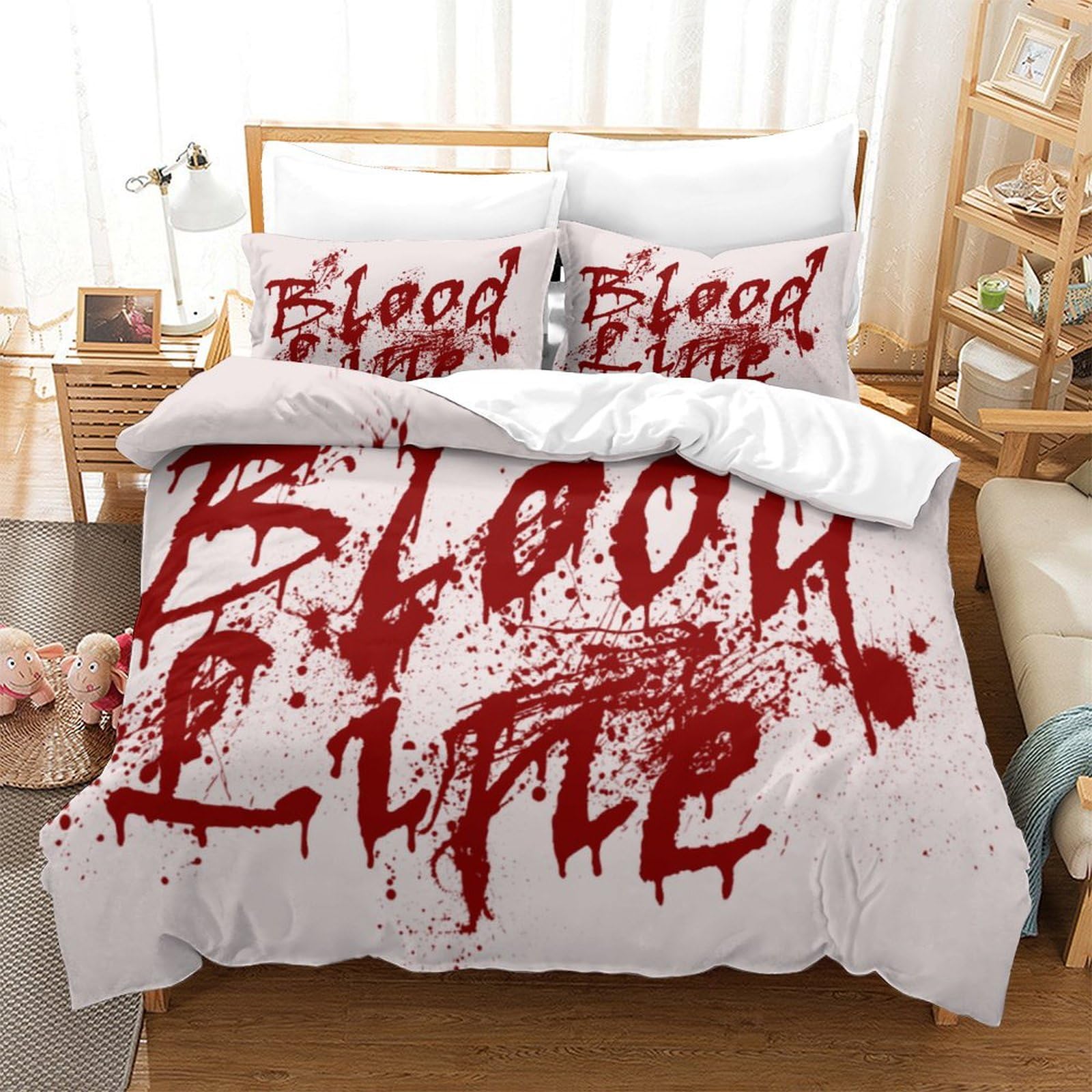 P1S9U7W5Y Unique Blood Splatter 3D Printed Duvet Cover Set 3pcs Microfiber Artistic Bedding Set Double（200x200cm）