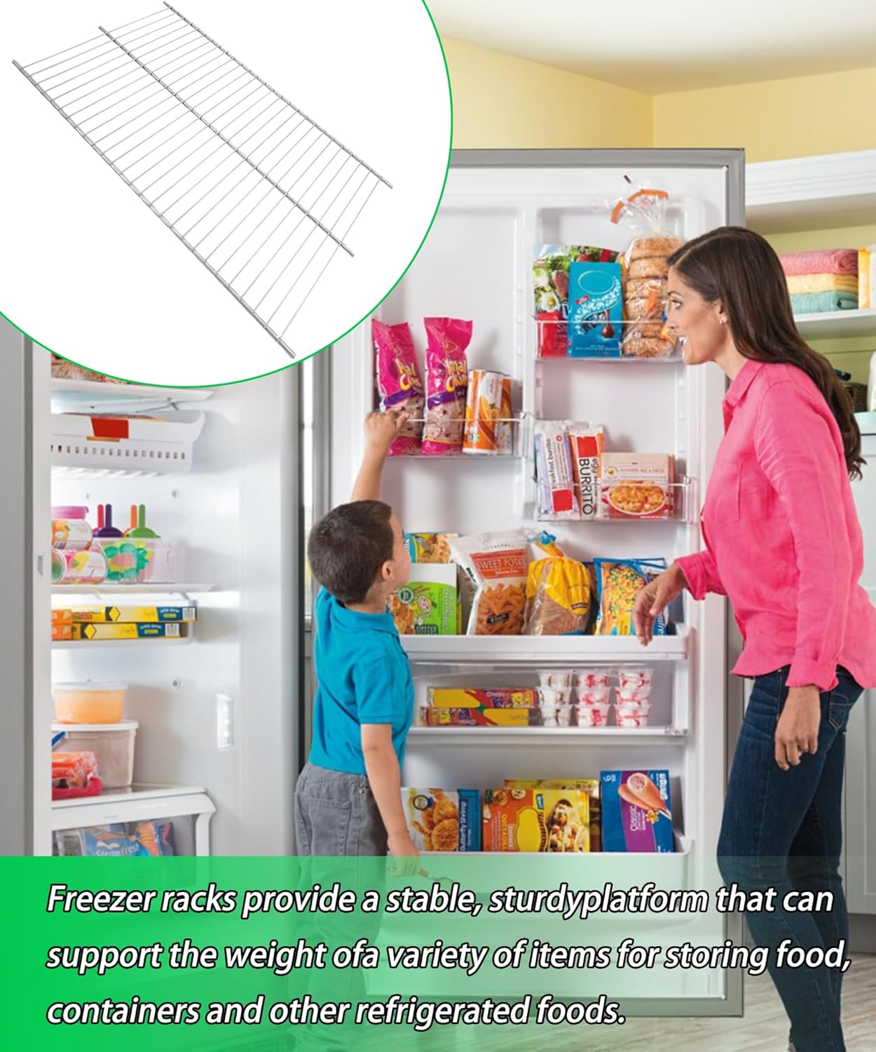 W10838310 Refrigerator Freezer Shelf Wire Fits For Whirlpool Upright Freezer WZF34X16DW00 WZF34X16DW08 GAFZ30FDGB00, 4363360 Freezer Shelf Rack Replaces AP5988763 W10581578 W11187306 PS11727968