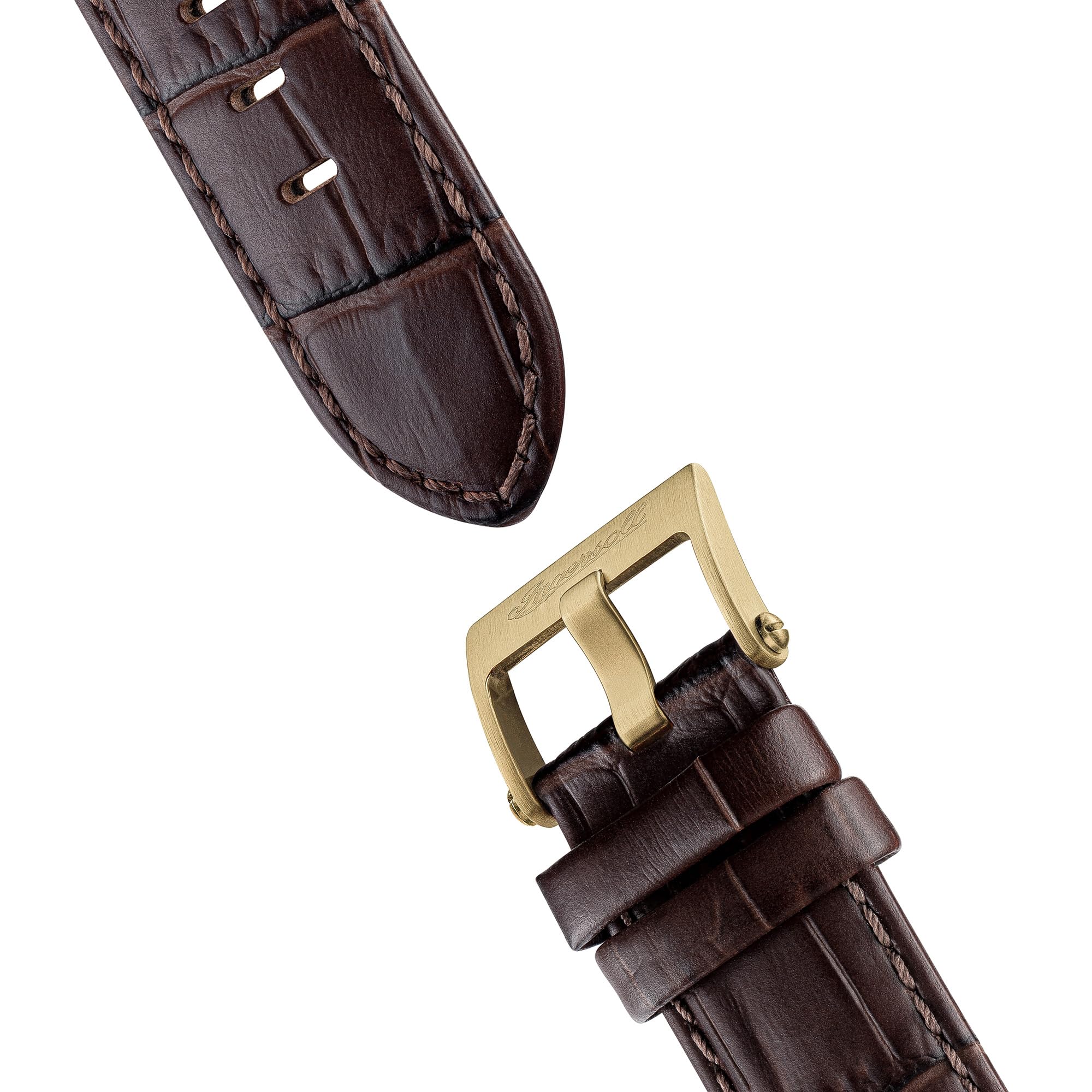 Ingersoll The Guy I17502 męski automatyczny zegarek 44 mm z szarą tarczą i brązowym skórzanym paskiem