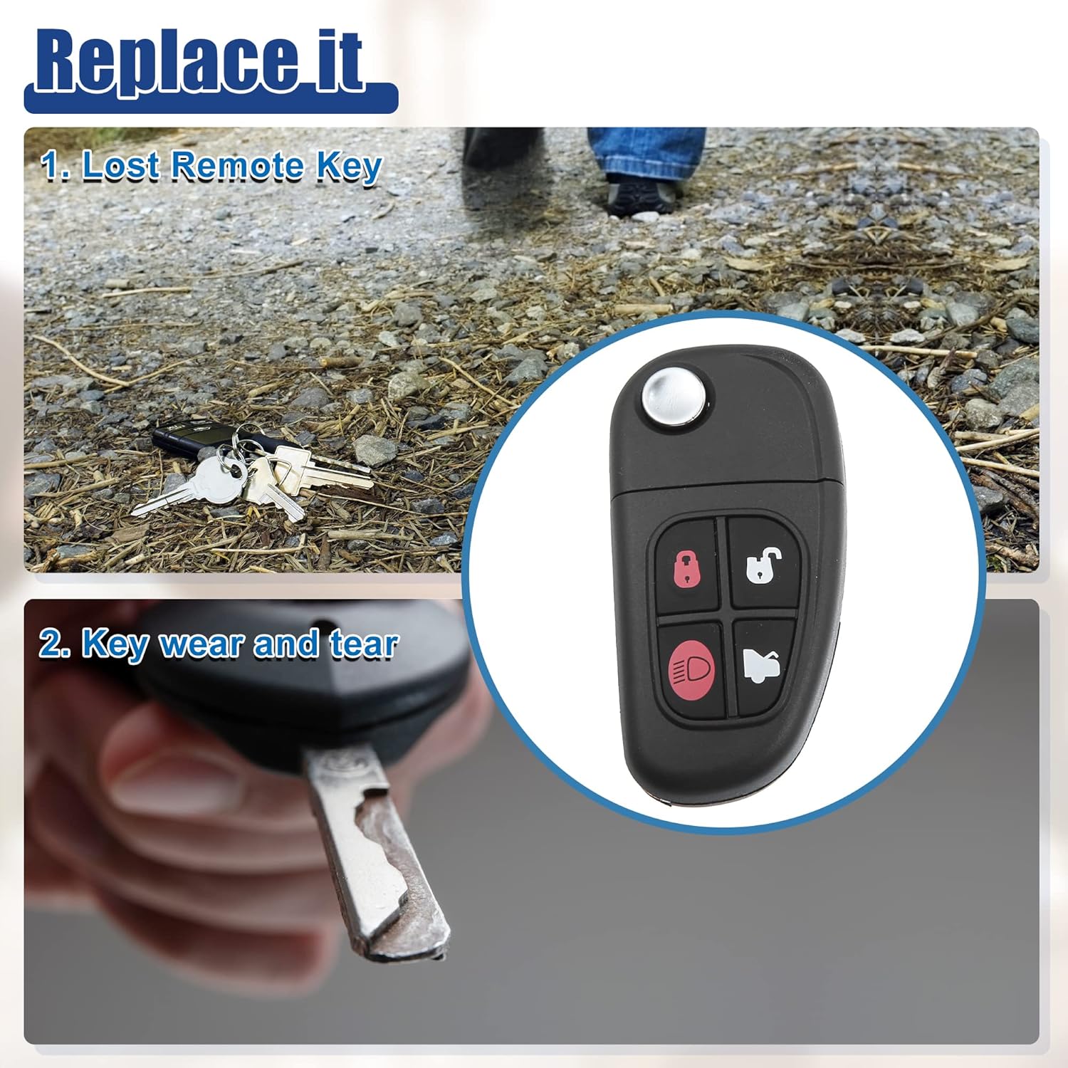 ACROPIX 315 MHZ Key Fob Keyless Entry Remote Fit for Jaguar S-Type XJ8 X-Type 2002-2008 NHVWB1U241 - Pack of 1 Black - Image 4