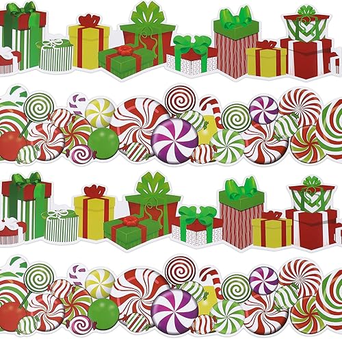 Miniatura 1 de Zonon 60 piezas de tablón de anuncios de Navidad, decoración Xams de menta, bastón de caramelo, bordes rectos, caja de Navidad, decoración de aula