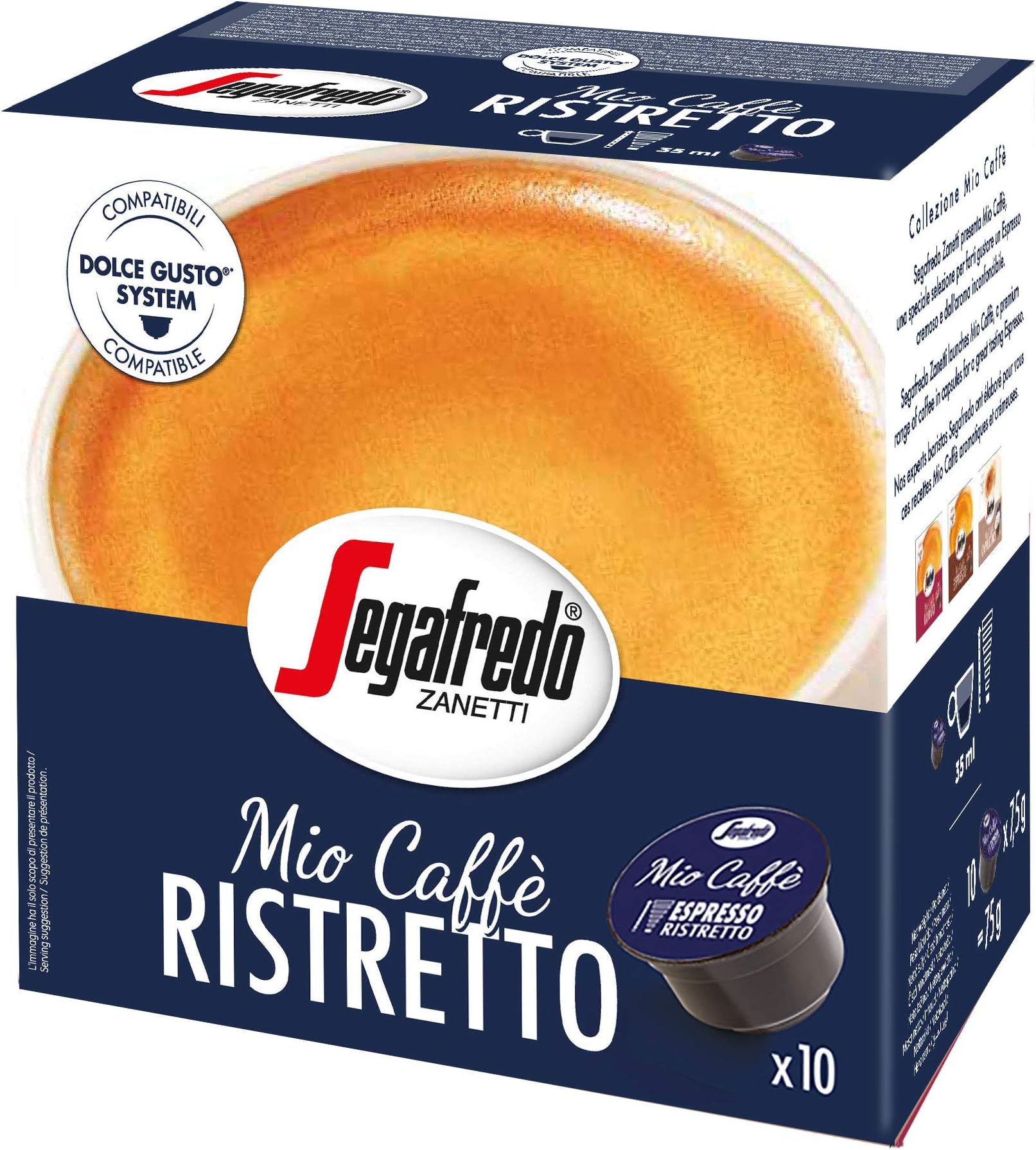 Zanetti Mio Caffe Ristretto Dolce Gusto Compatible Coffee Capsules 7.5g, Pack of 10