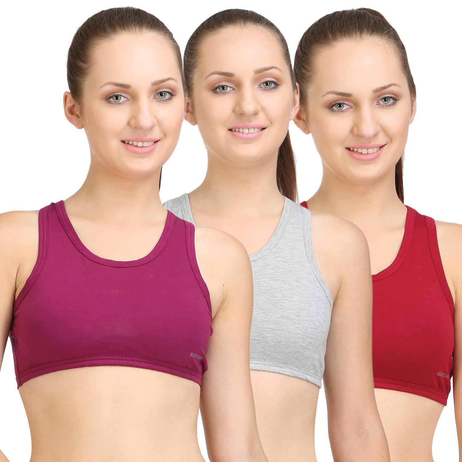 bodycare Women Spandex, Cotton Non-padded Wire Free Sports Bra (Pack of3)-picture-19