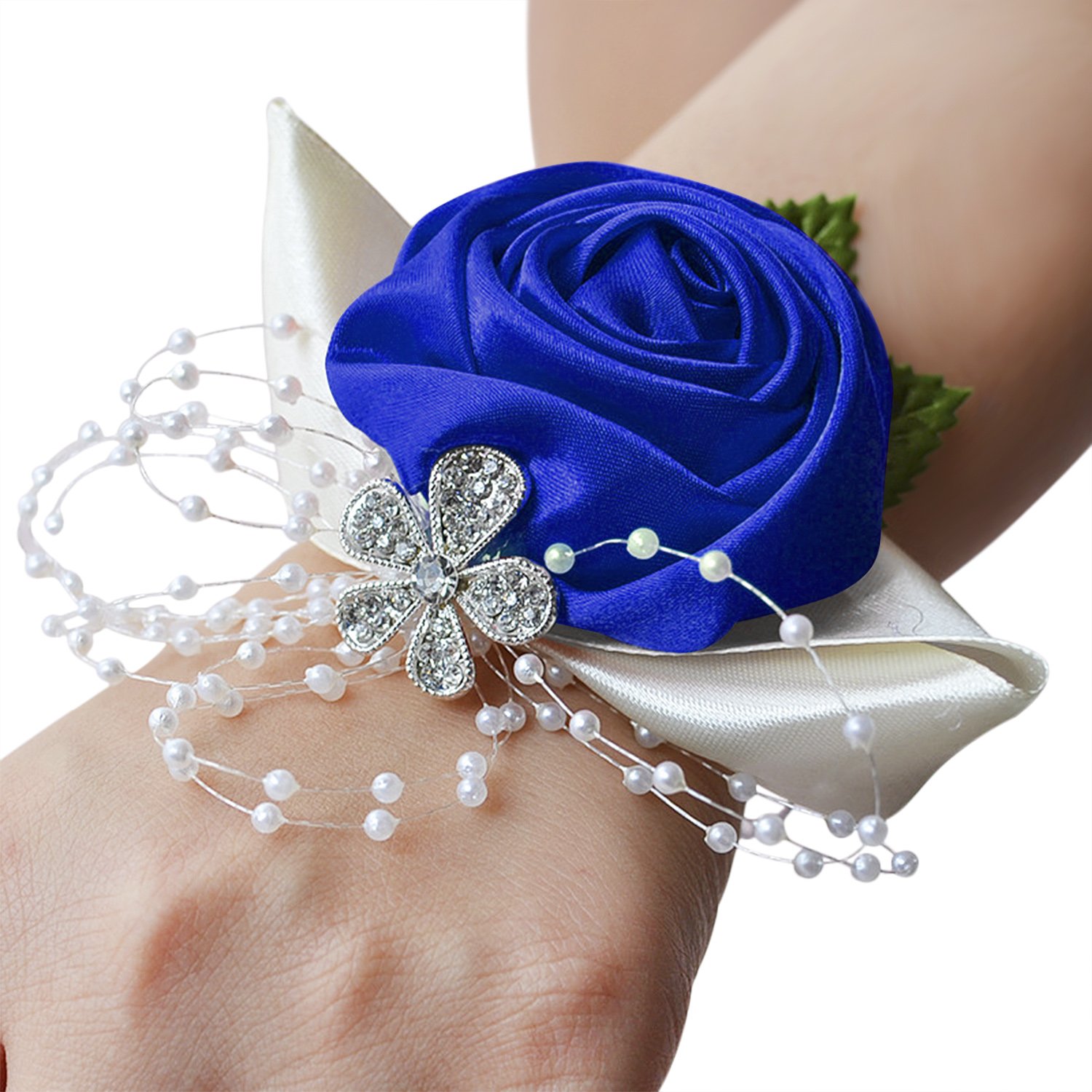 Woen Wedding Bridal Floral Wrist Corsage Bridesaid Wrist Flower Hand