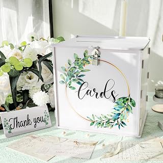 Hochzeit Kartenbox mit Schloss, Geschenkkartenbox Acryl Kartenbox mit Schlitz Hochzeitskartenbox Hochzeitsdeko Erinnerungsbox für Hochzeit Geburtstag Jubiläum Party Abschlussfeier (Weiß)