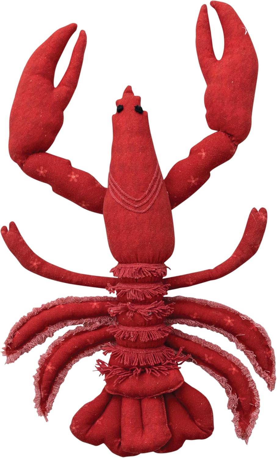 Creative Co-Op, Red Cotton Printed Lobster Shaped Pillow with Embroidery and Fringe