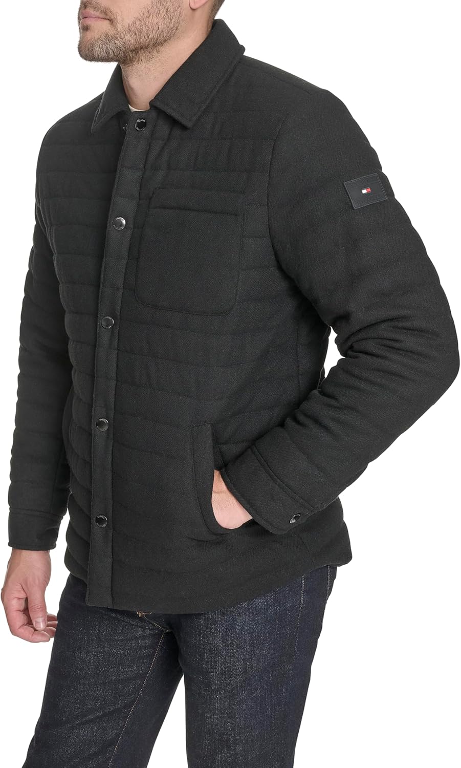 Tommy Hilfiger Men's Quilted Wool Blend Shacket - Image 3