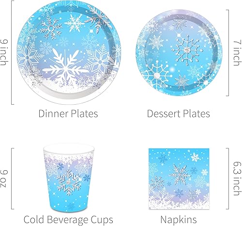 Miniatura 2 de Decoraciones de fiesta de invierno, decoraciones de fiesta de copo de nieve, decoraciones de fiesta de Navidad incluyen plato de fiesta de nieve