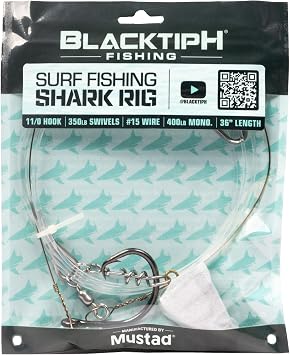Mustad BlacktipH Shark Pre-Tied Rig 11/0 Demon 400lb #15 Wire Saltwater