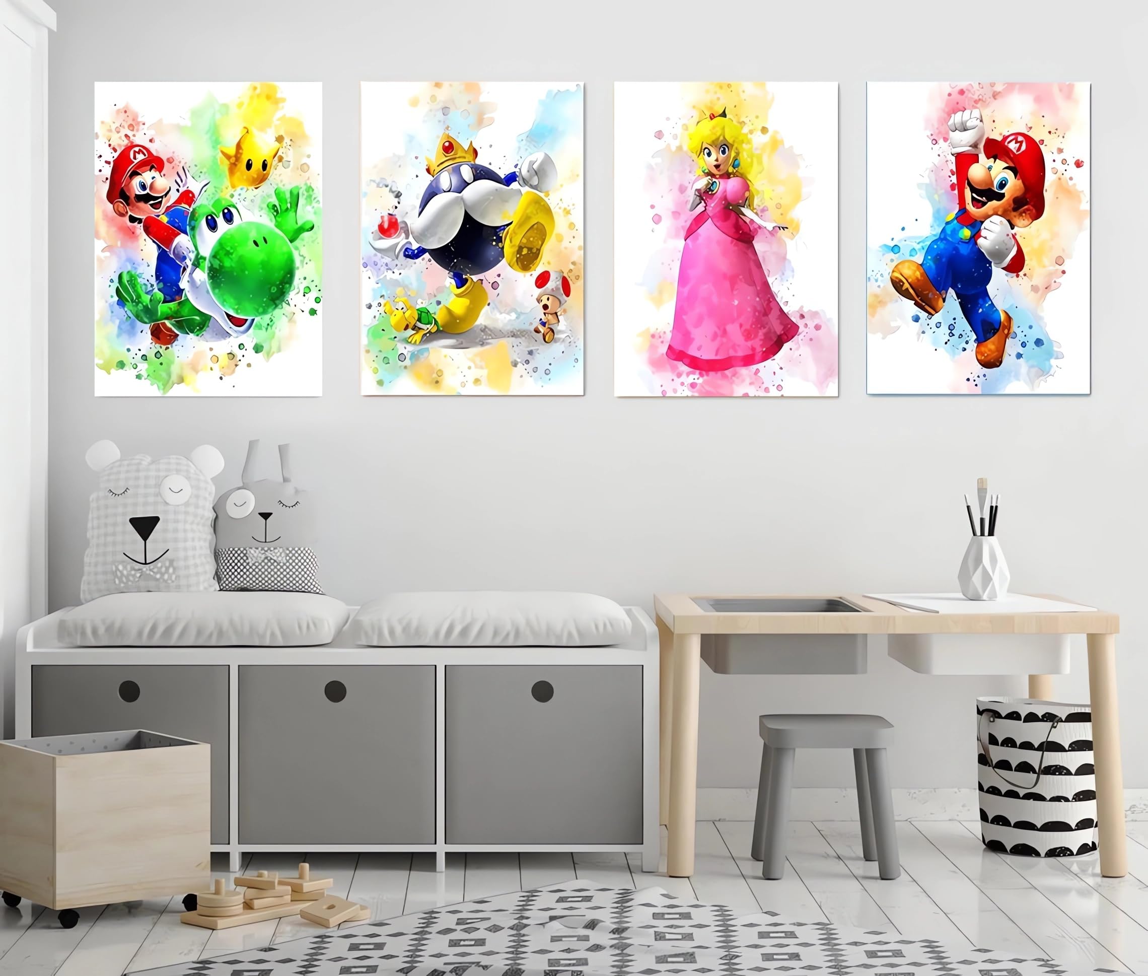 Toile Décorative Mario 40x50cm - Impression HD, Couleurs Vives, Sans Cadre, Déco Salon/chambre Moderne