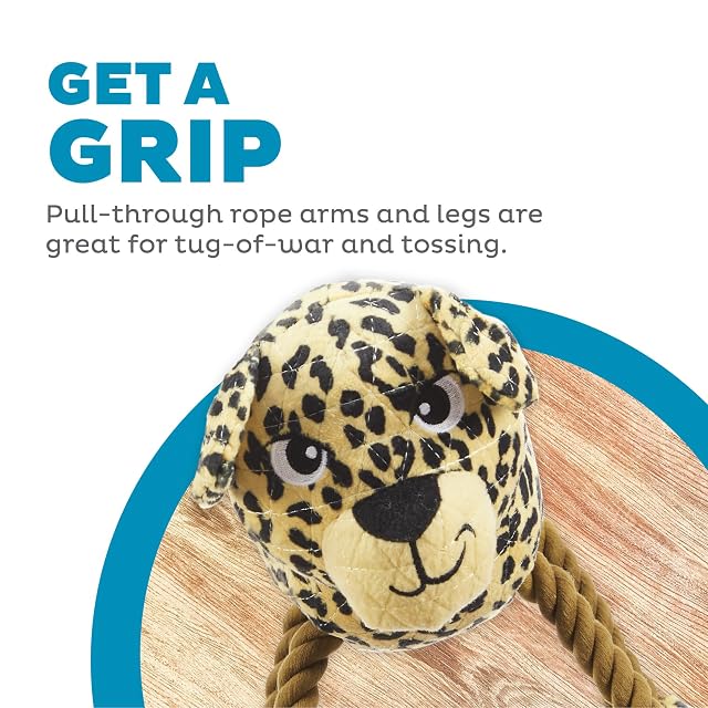 Foto 3 de 7 de Outward Hound Tuggy Buddyz Leopard Squeaky Rope Dog Toy