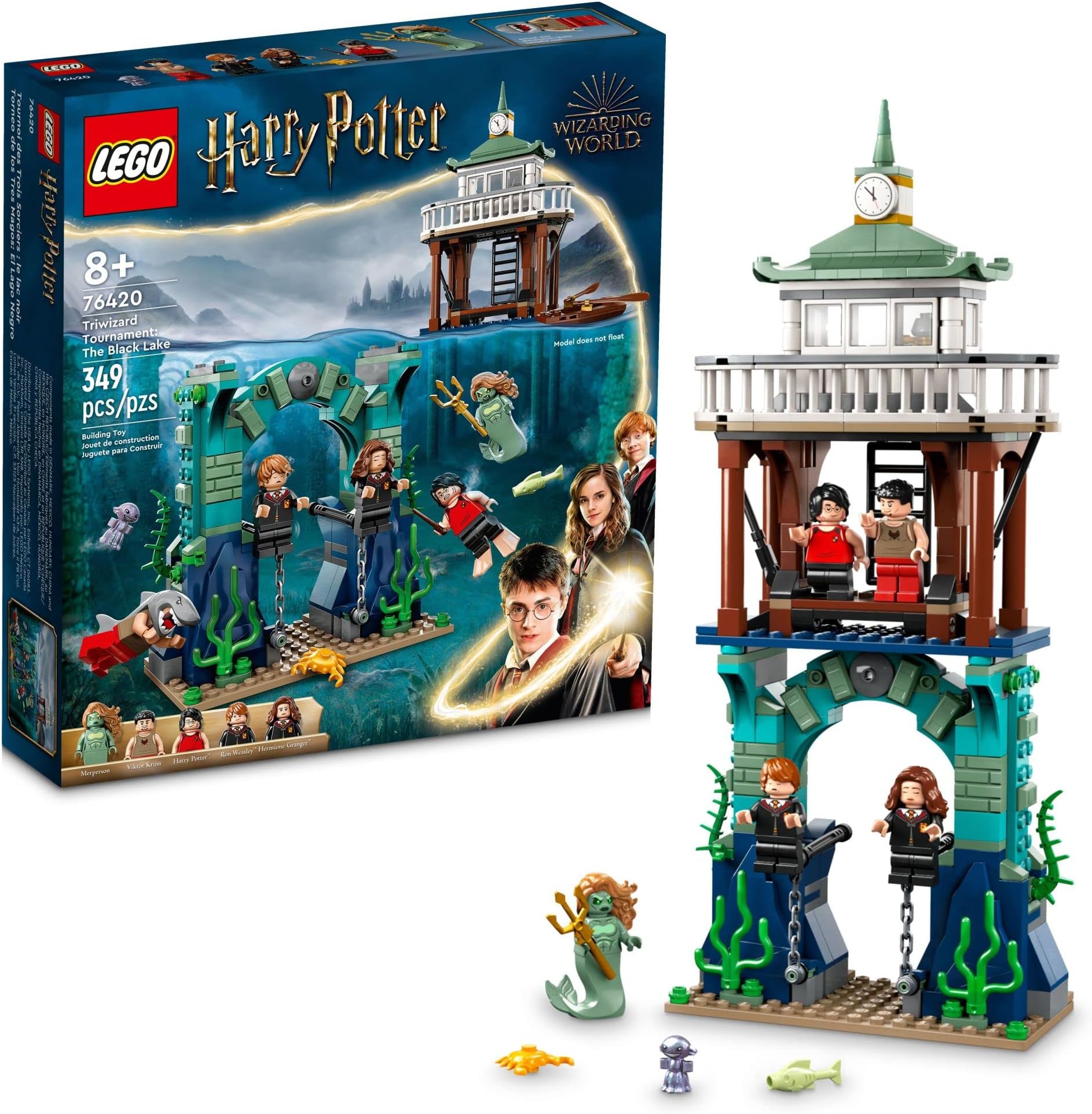 Harry Potter Triwizard Tournament: The Black Lake 76420, Goblet of Fire Building Toy Playset for Kids, Boys & Girls with Boat Model and 5 Minifigures