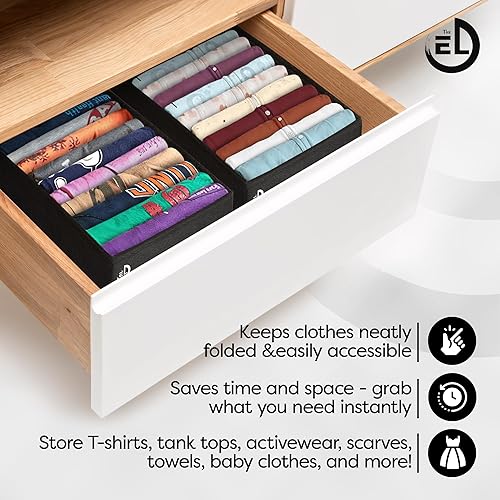 Miniatura 8 de Organizador de cajones de ropa, juego de 3 organizadores multiusos para cajones de aparador para adultos y niños, 10 celdas plegables por