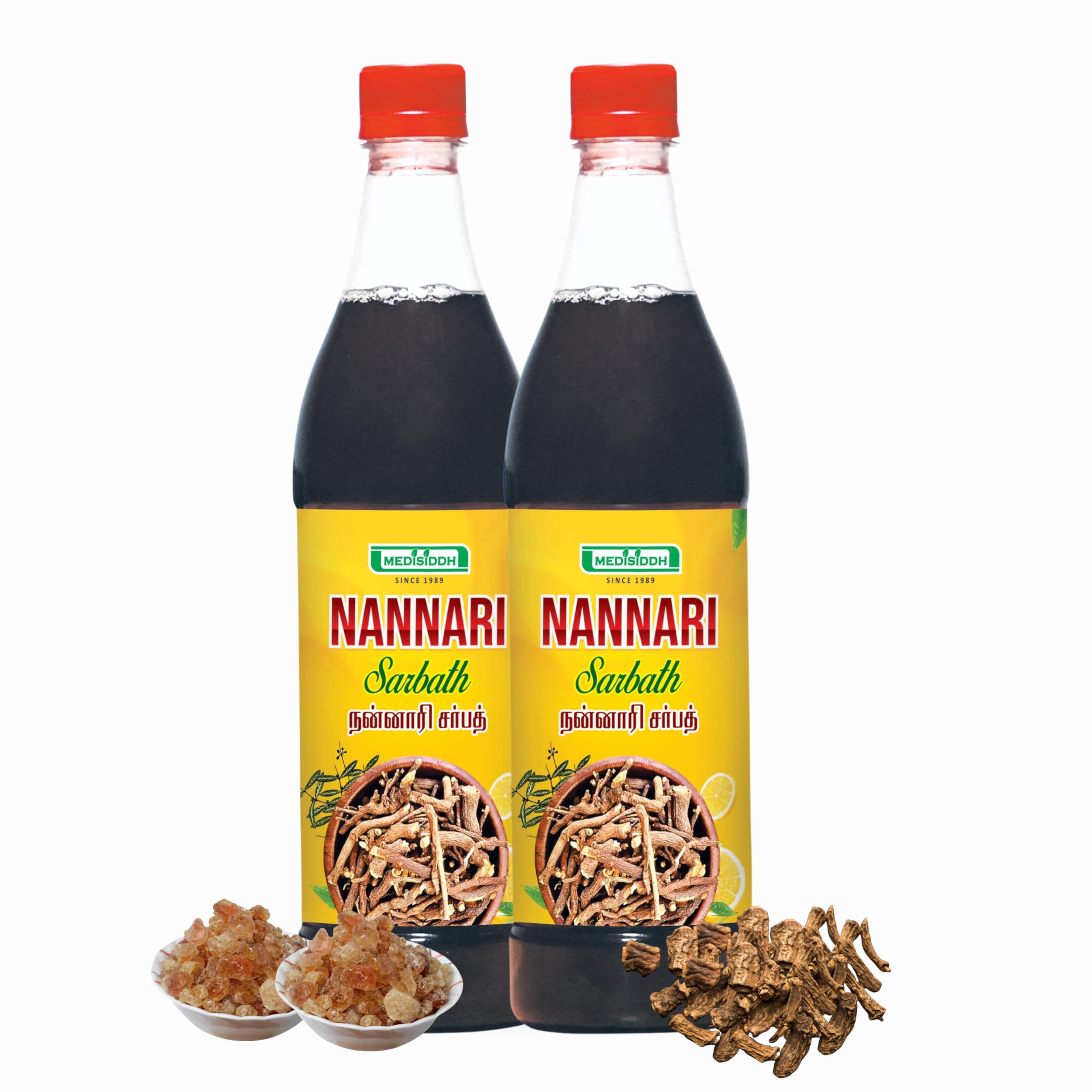 Nannari Sharbat - Sarsaparilla Syrup | Naruneendi Anantmool Drink | Ayurvedic Refreshing Beverage, 690ml (Pack of 2)