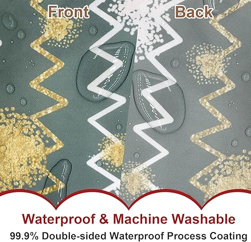 Miniatura 5 de Baccessor Cortina de ducha dorada estilo bohemio con diseño de árbol de Navidad, pino, nevado, tela impermeable, decoración de baño, invierno,