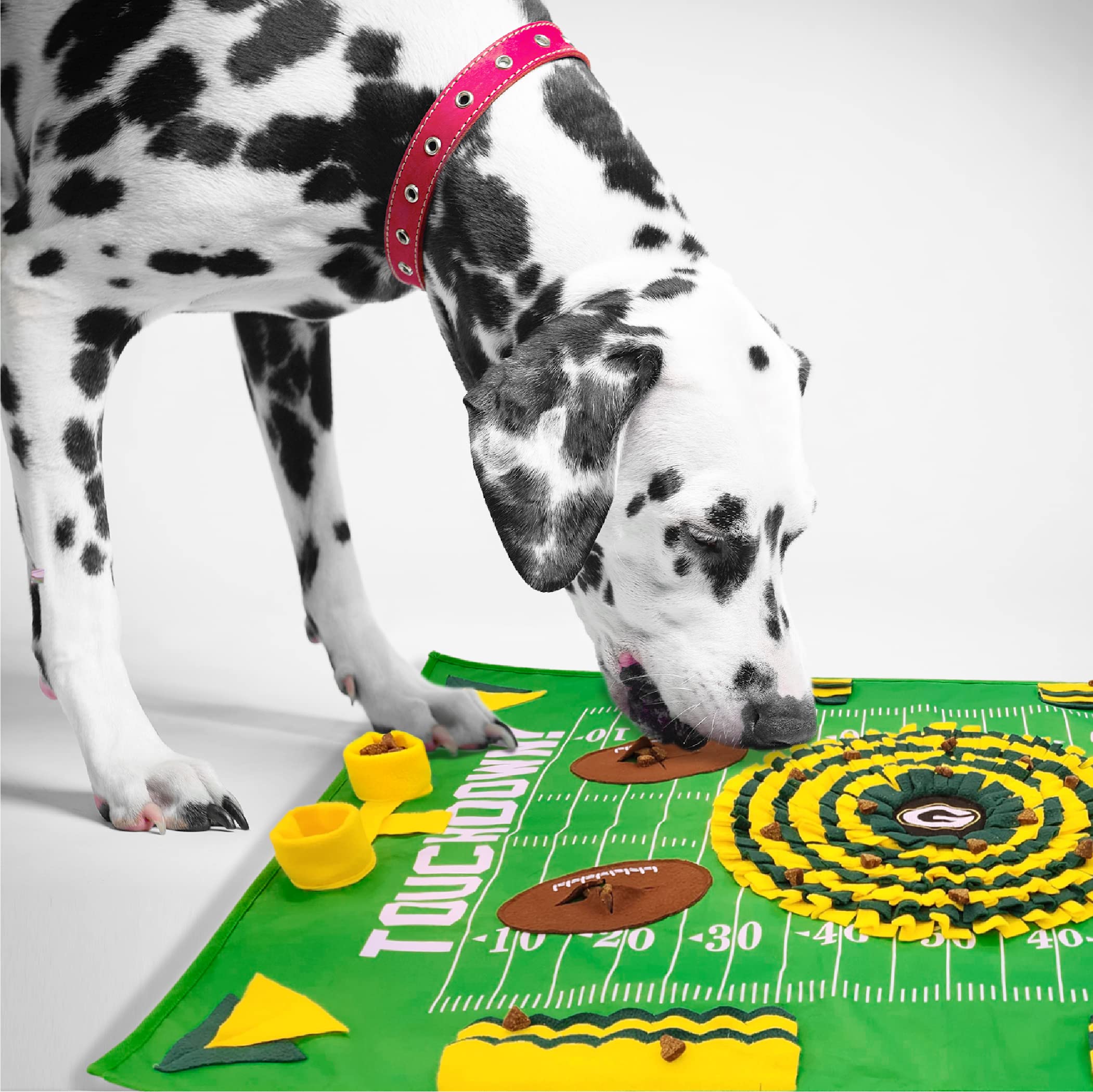 Pets First NFL Green Bay Packers mata dla psa – interaktywny powolny karmnik dla zwierząt domowych, wzór boiska piłkarskiego, zabawka dla psów i kotów, mata do ćwiczeń dla inteligentniejszego