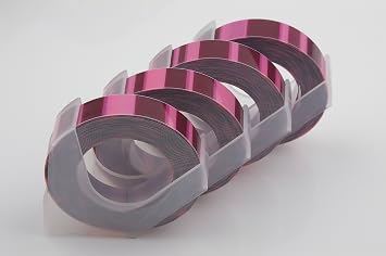 MOTEX Label Maker Embossing Refill Tape 9mm X 3M 4 Rolls Cherry Line Dual Color